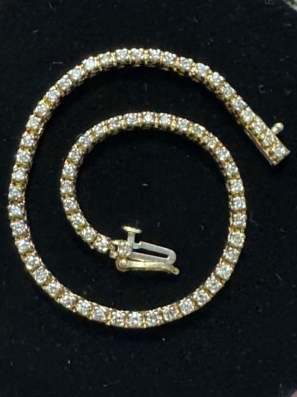 Vintage 14k Yellow Gold Natural Diamond Tennis Bracelet